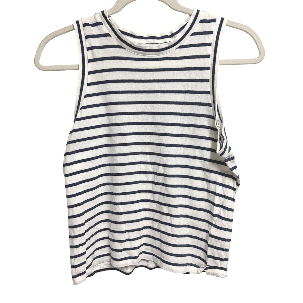 Rails Racer Tank Sailor Stripe Navy Sleeveless Cotton Top Medium